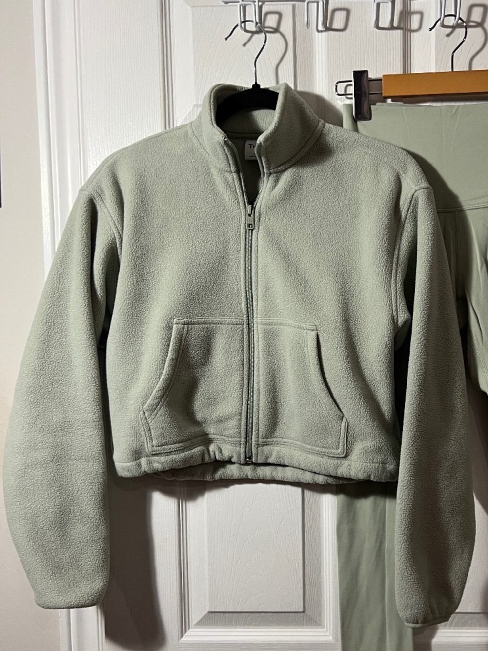 Sage green TNA polar fleece pullover